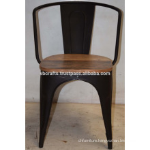 Vintage Industrial metal Chair Recycled Scrap Wooden Seat Rustic Color